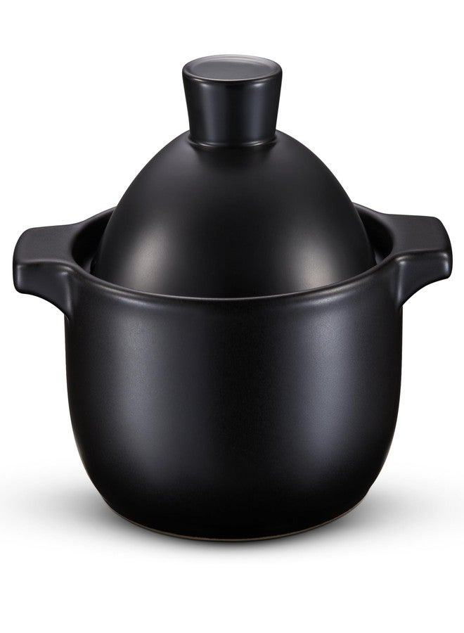 Kook وعاء كوك الكوري الساخن، وعاء دولسوت، 68 أونصة، وعاء حجري مع غطاء، لطهي الدونابي، بيبيمباب، كيمتشي، وعاء ساخن، حساء ويخنات، آمن للاستخدام في الفرن وغسالة الصحون، أسود - Image 1