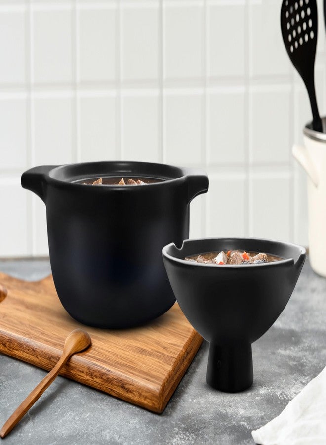 Kook وعاء كوك الكوري الساخن، وعاء دولسوت، 68 أونصة، وعاء حجري مع غطاء، لطهي الدونابي، بيبيمباب، كيمتشي، وعاء ساخن، حساء ويخنات، آمن للاستخدام في الفرن وغسالة الصحون، أسود - Image 4