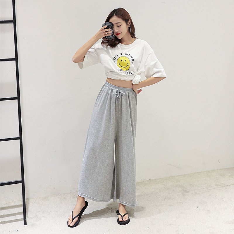 Japanese Plus-Size Casual Loose High-Waist Pants Dark gray  - Image 5