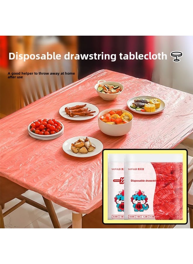 Generic - Disposable Table Cloth Table Cover Hotel Dabipai Hotel Cloth Shrink Table Cover Increased Thickened Elastomic Stretch Dust-proof Bag-Color:Red Film (10 Pieces In A Pack)-Specifications: Applicable To: Diameter 1m Round Table | Length And Width 1.2m Inner Square Table - Image 1