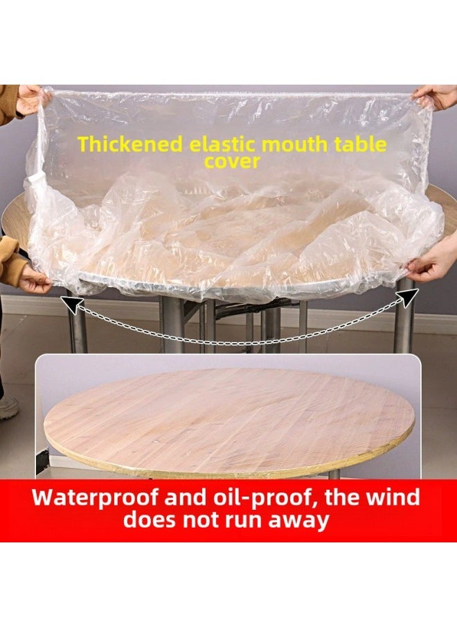 Generic - Disposable Table Cloth Table Cover Hotel Dabipai Hotel Cloth Shrink Table Cover Increased Thickened Elastomic Stretch Dust-proof Bag-Color:Red Film (10 Pieces In A Pack)-Specifications: Applicable To: Diameter 1m Round Table | Length And Width 1.2m Inner Square Table - Image 1