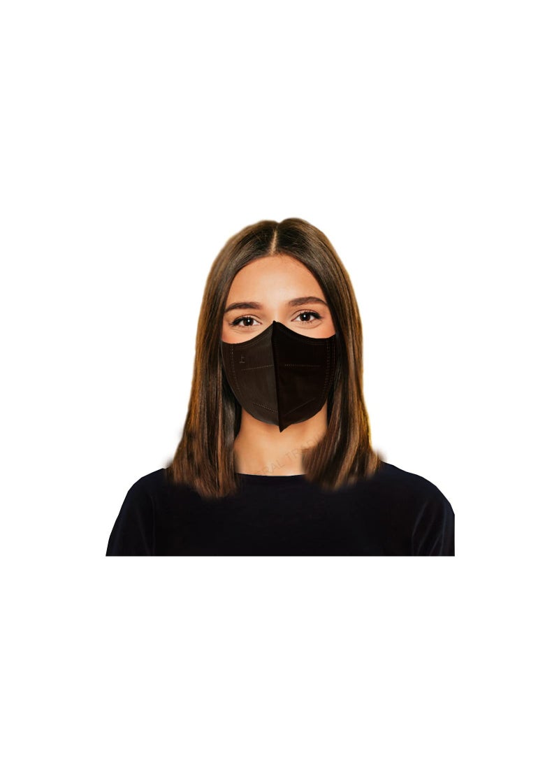 MALPURWALA 3D قناع الوجه الوقائي للبالغين (50 قطعة) (أسود كامل) - Image 1