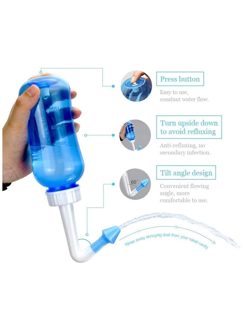 Chabeia Neti Pot Sinus Rinse Bottle - 300ml Nasal Wash Bottle Nose Allergy Cleaner Pressure Nasal Irrigation System for Adult & Kid Nasal Care BPA Free  - Image 4