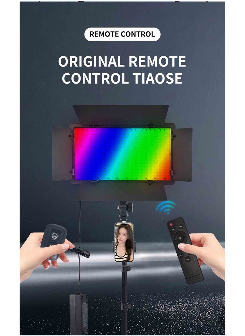 شو وو - طقم إضاءة فيديو LED RGB مع حامل للتحكم عن بعد، إضاءة تصوير 40 وات لاستوديو YouTube والألعاب والبث المباشر والمؤتمرات، 2500K-8500K قابلة للتعتيم 14 لونًا ثابتًا وتأثير إضاءة متعدد - Image 1