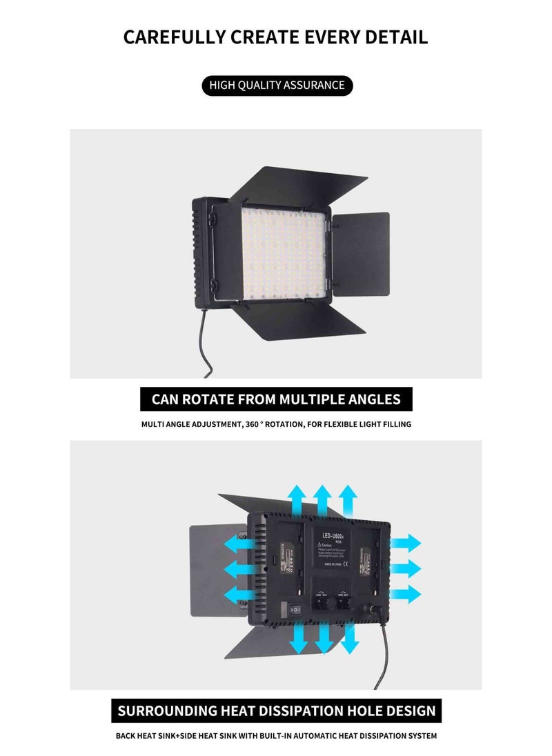 شو وو - طقم إضاءة فيديو LED RGB مع حامل للتحكم عن بعد، إضاءة تصوير 40 وات لاستوديو YouTube والألعاب والبث المباشر والمؤتمرات، 2500K-8500K قابلة للتعتيم 14 لونًا ثابتًا وتأثير إضاءة متعدد - Image 1