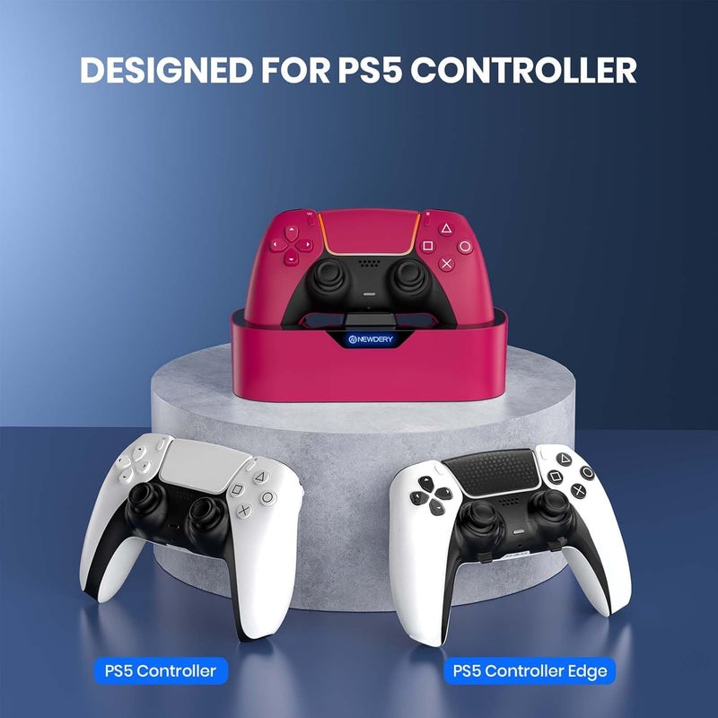 نيودري محطة شحن تحكم PS5 من ، قفص شحن سريع لتحكمات PlayStation 5، بديل حامل شحن تحكم فردي لـ DualSense و DualSense Edge، أحمر - Image 3