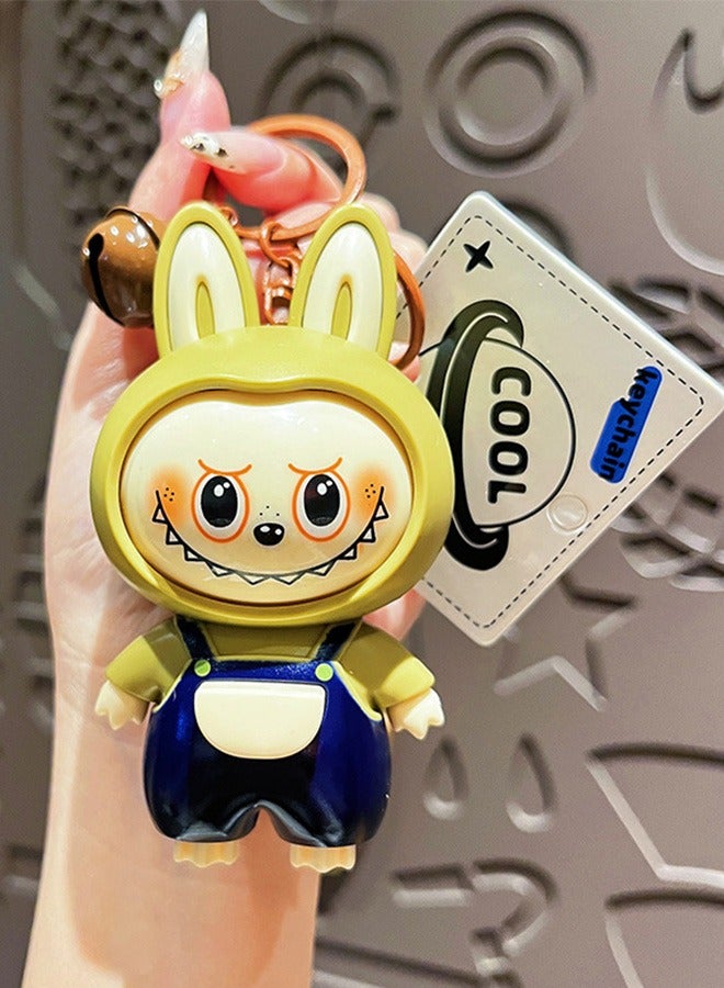 Face-Changing Labubu Keychain –  Cartoon  Toy For Kids, Couples, Or Bag Charms (Black)  - Image 1