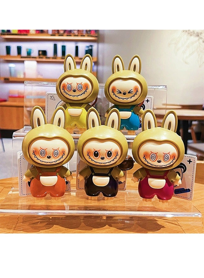 Face-Changing Labubu Keychain –  Cartoon  Toy For Kids, Couples, Or Bag Charms (Black)  - Image 3