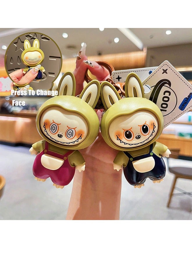 Face-Changing Labubu Keychain –  Cartoon  Toy For Kids, Couples, Or Bag Charms (Black)  - Image 4