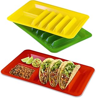 BNYD 3 Pack Taco Holder, Colorful Taco Plates (Assorted Colors) - Image 1