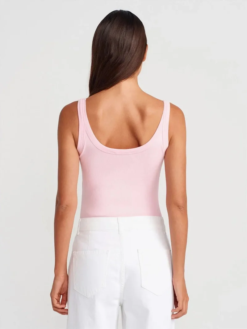 ديلفين DILVIN Sleeveless Ribbed Cotton-blend Bodysuit