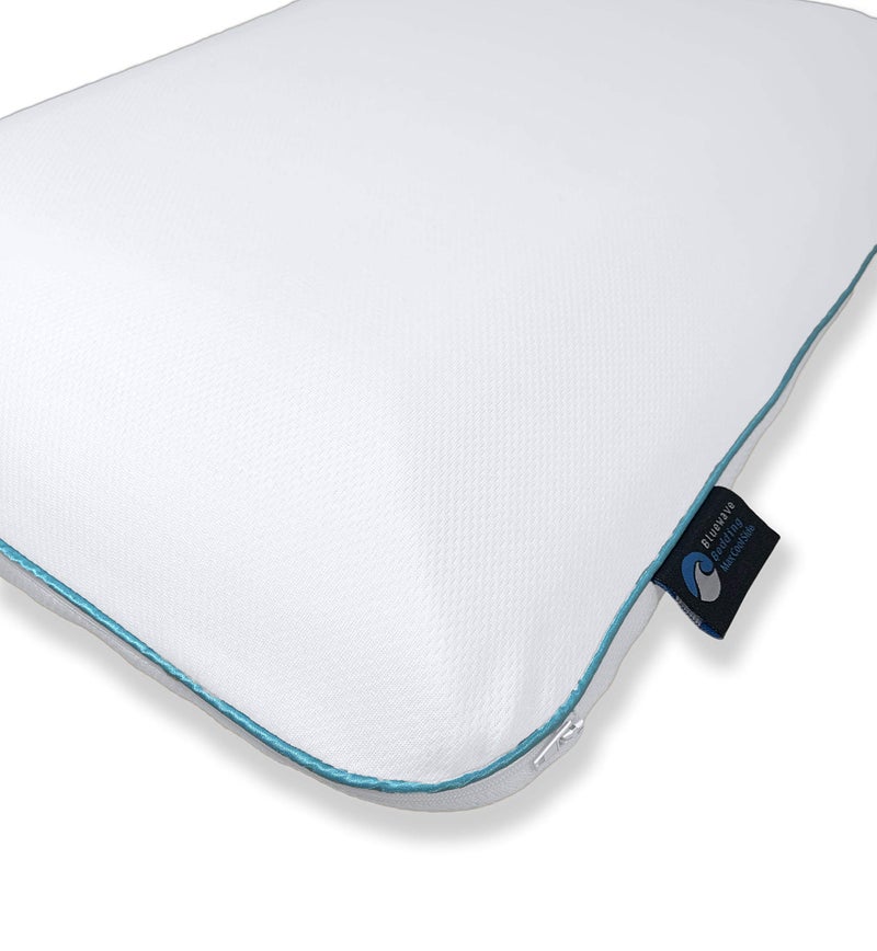 Bluewave Bedding وسادة بلوويف للتنجيد هايبر سليم ماكس كول كاربون بلو من رغوة الذاكرة الجل للذين ينامون على البطن والظهر - تصميم رقيق ومسطح مع تبريد متقدم (ارتفاع 2.25 بوصة، حجم قياسي) - Image 4