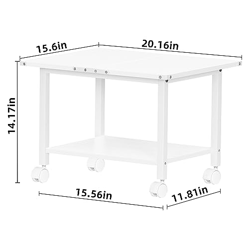 Lerliuo Under Desk Printer Stand, 2-Tier Industrial Mobile Printer Table with Storage Shelf and Steel Frame, Rolling Printer Cart Holder with Lockable Wheels for Home, Office (White) - Image 3