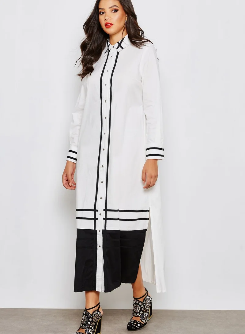 ANOTAH Side Slit Maxi Shirt Dress