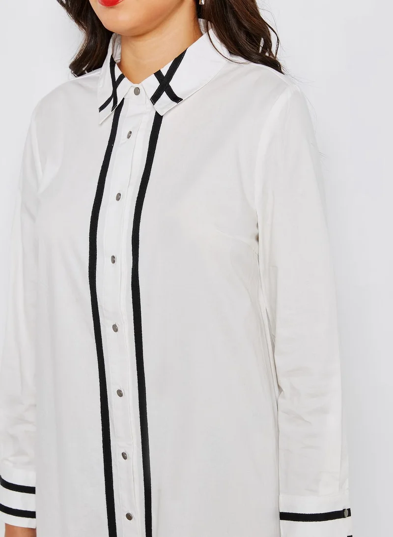 ANOTAH Side Slit Maxi Shirt Dress