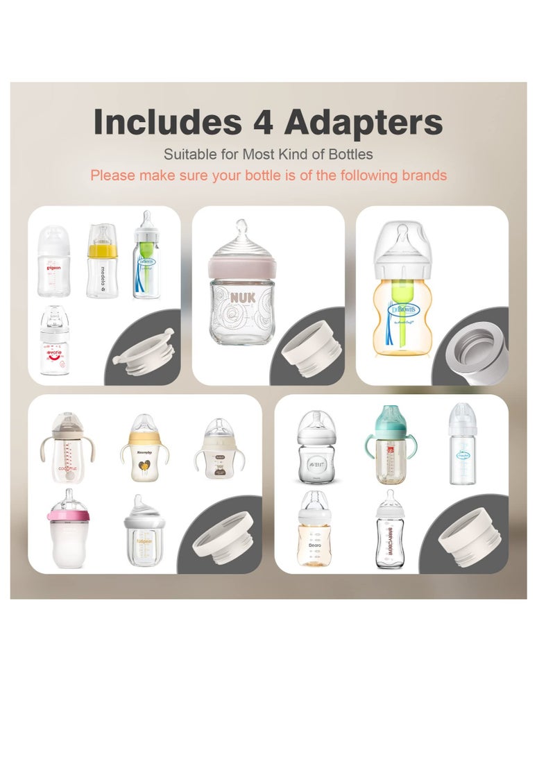 SOLARAE Baby Bottle Warmer, Portable Fast Heating Bottle Warmer, Travel Bottle Warmer with 4 Adapters, Rechargeable Travel Bottle Warmer with Smart Temperature Control, for Baby Milk Breastmilk Heating - Image 2