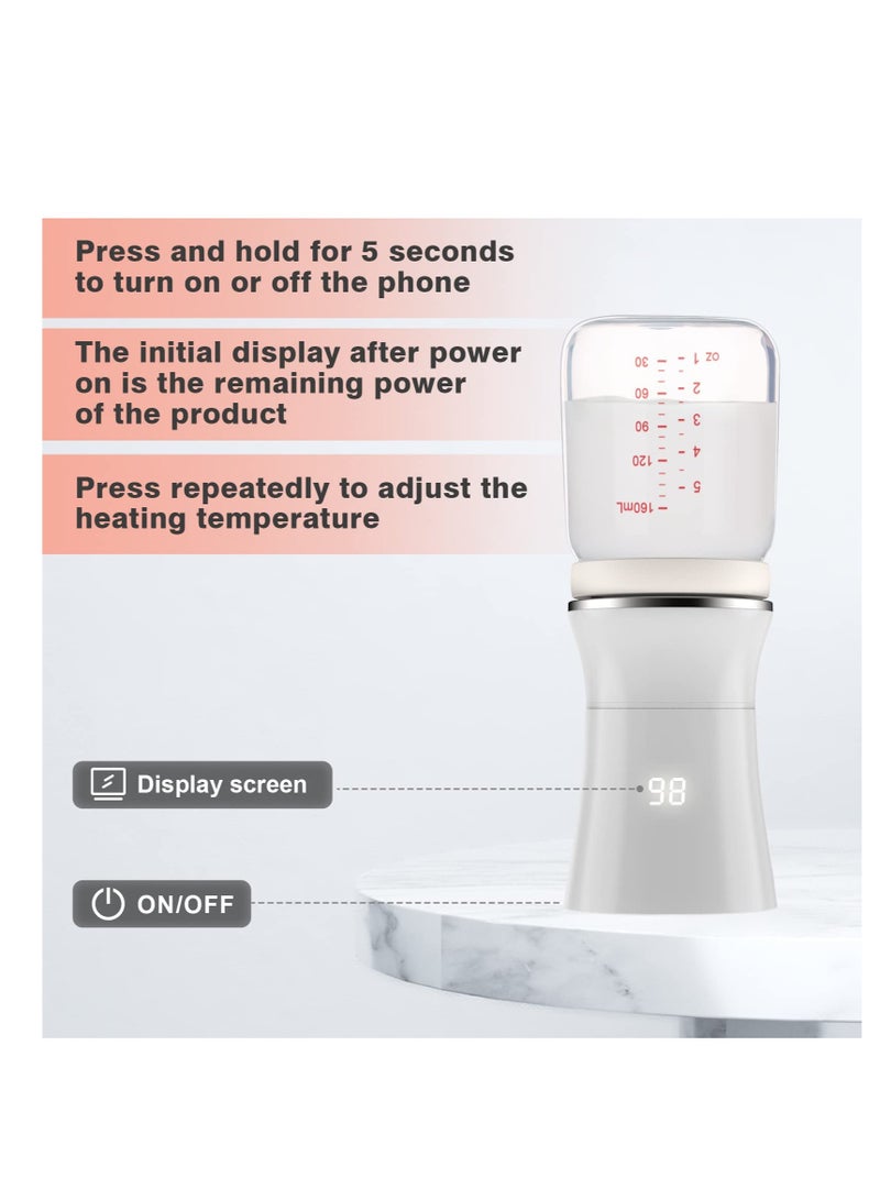 SOLARAE Baby Bottle Warmer, Portable Fast Heating Bottle Warmer, Travel Bottle Warmer with 4 Adapters, Rechargeable Travel Bottle Warmer with Smart Temperature Control, for Baby Milk Breastmilk Heating - Image 4