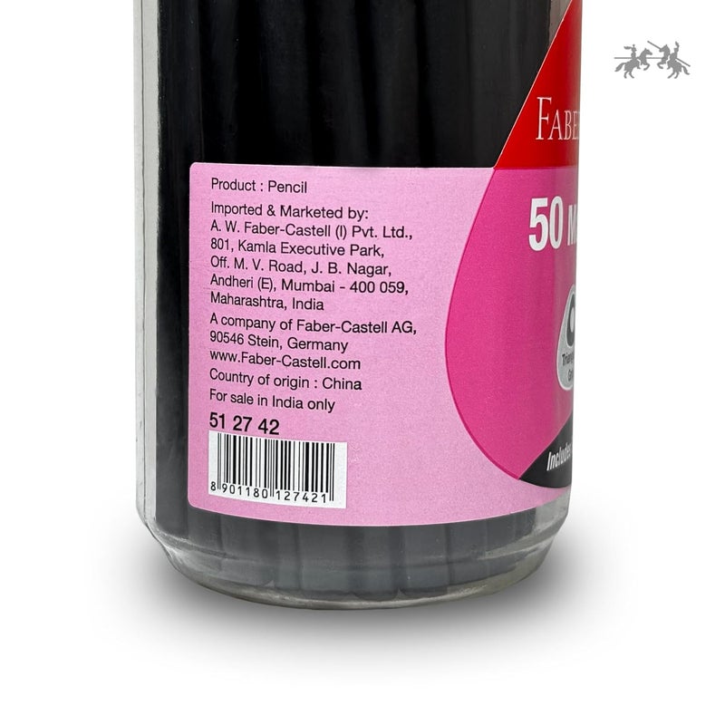 FABER-CASTELL Black Matt Pencils – Pack of 50 with Eraser & Sharpener | HB Writing Pencils in Tube | Eco-Friendly Stationery for School, Home & Office - Image 2