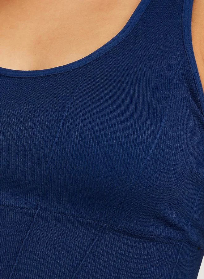 Styli Active Stitch Detail Ribbed Sports Bra and Contoured Back Leggings Set