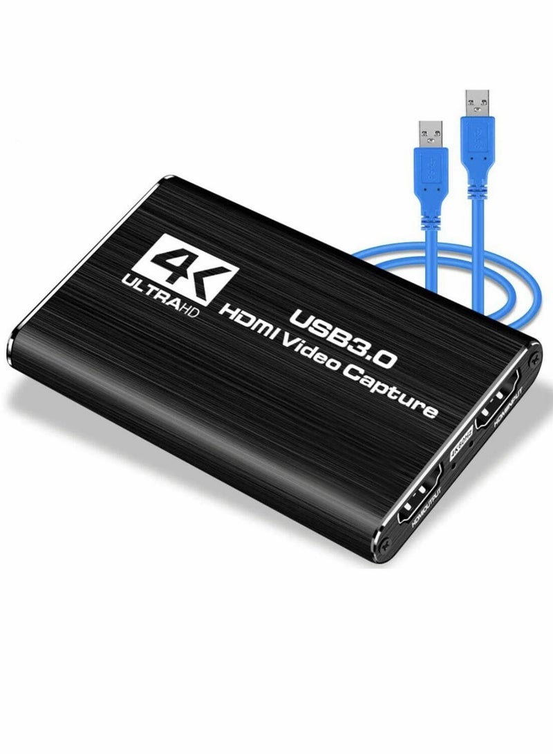 SOLARAE Audio Video Capture Card, HDMI USB3.0 4K 1080P 60fps Reliable Portable Converter for Game Streaming Live Broadcasts Recording (Black) - Image 1