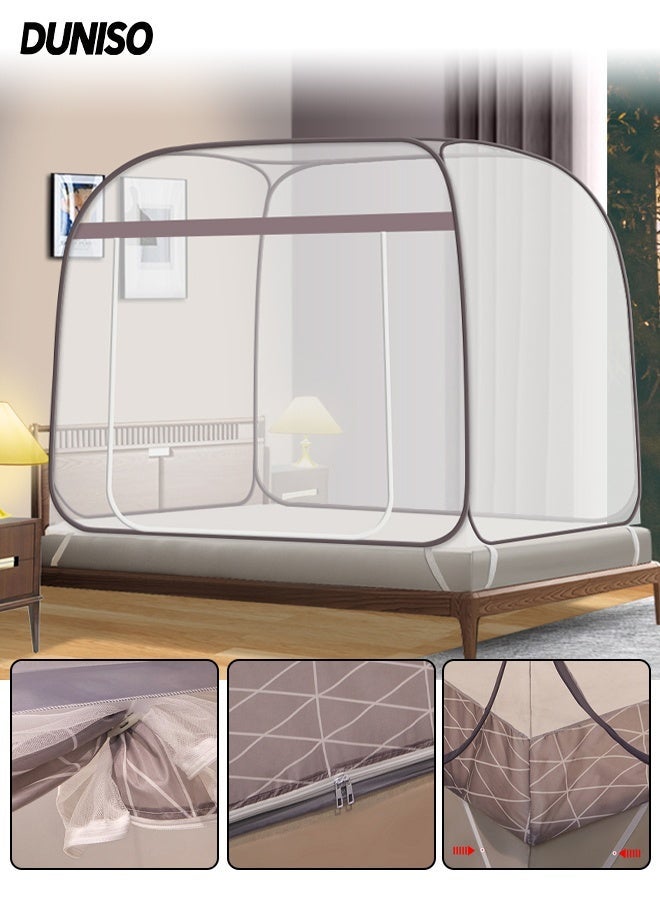 DUNISO Pop-Up Mosquito Net for Beds, Portable Folding Mosquito Netting, Singel Door Travel Mosquito Tents with Bottom, Bed Tent, Crib Netting, Yurt Canopy Nets, Free Installation for Baby, Adult, Bedroom, Camping ﻿ - Image 1