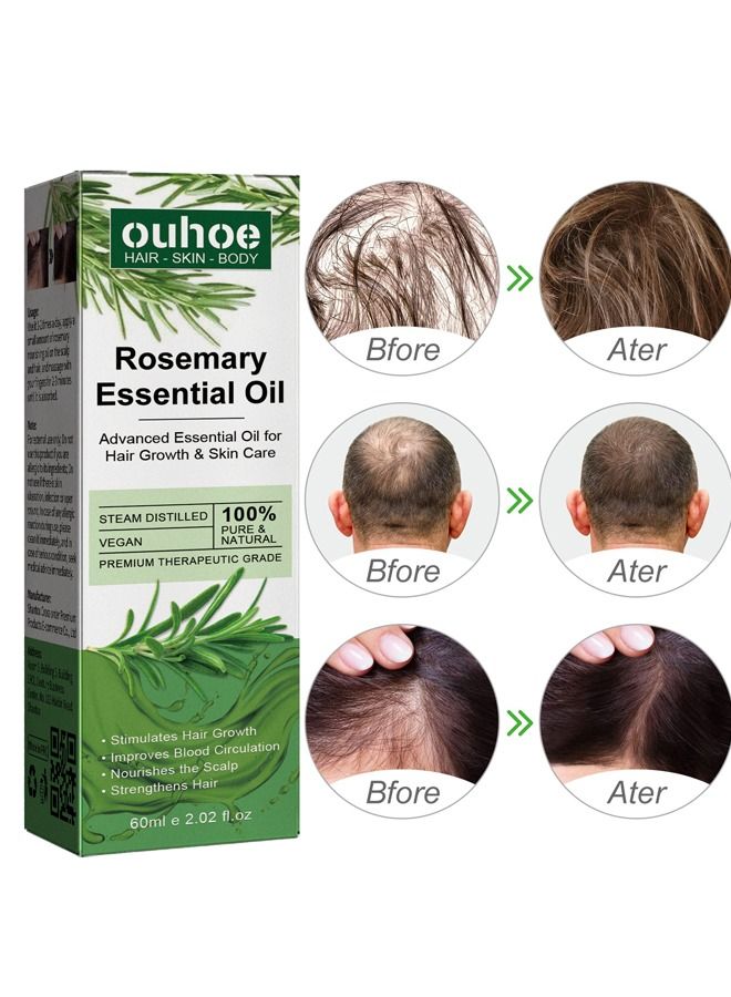 Rosemary Essential Oils Rosemary Oil for Hair Growth Serum, Pure Organic Rosemary Oil for Dry Damaged Hair and Growth, Hair Loss Scalp Treatment, Skin Care