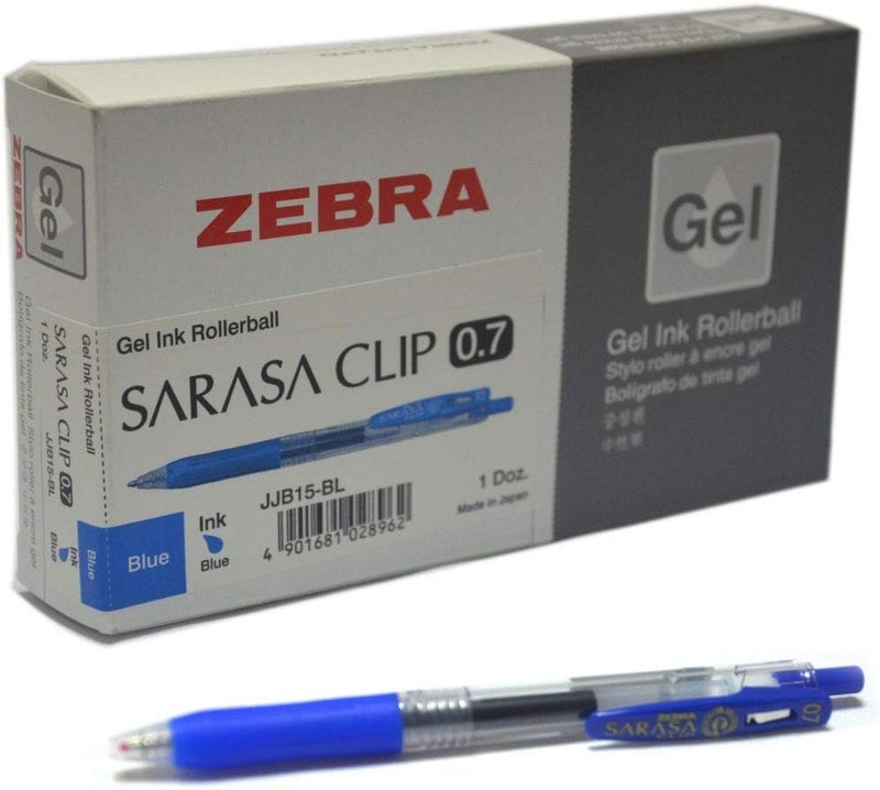 Zebra Technologies Zebra 0.7 Sarasa Clip Gel Ink Rollerball Pen 12 Pieces Set - Blue - Image 1