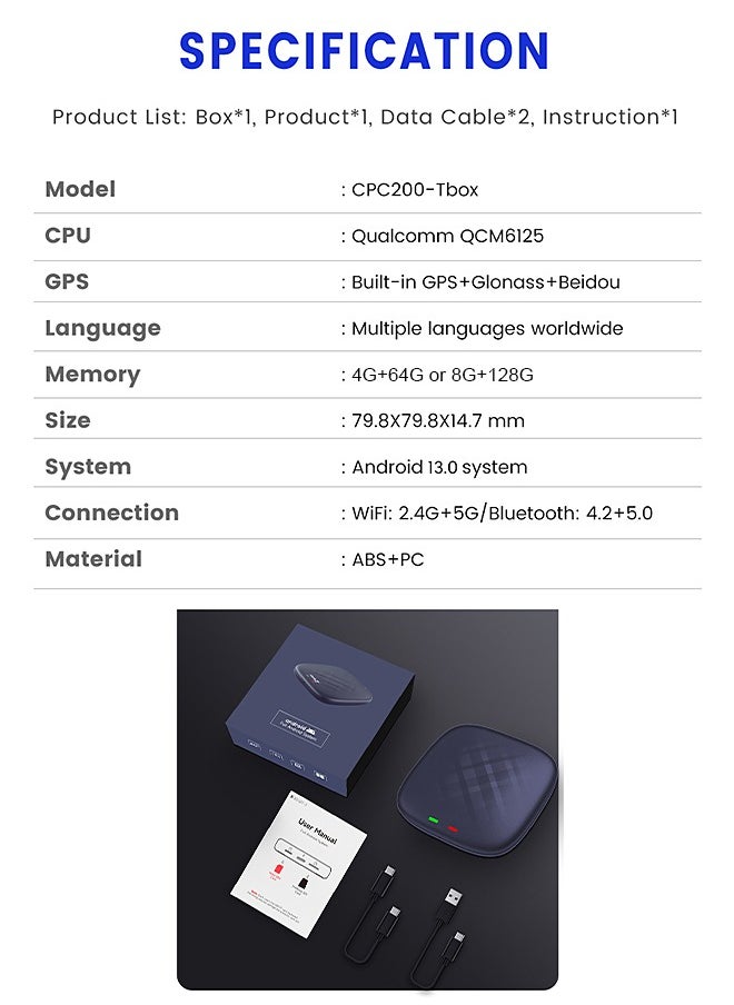 Mi VAZA - Wireless CarPlay Box - Wireless Android Auto - Car Adapter - 3-in-1 Car AI Box - Built-in GPS, Android 13, Dual-band Wifi, Bluetooth - Image 1