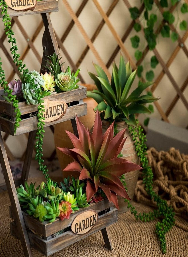 JUSTOYOU Large Artificial Succulents Aloe Plants Real Touch Fake Flowers Unpotted for Home Wedding Festival Arrangement (1, Green-Red) - Image 2