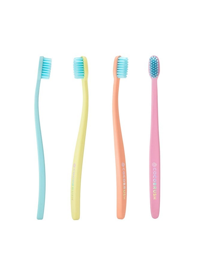 Cocofloss Cocofloss Cocobrush, Ultra-Soft Manual Toothbrush, Dentist-Designed, Gentle on Gums, Made from Recycled Plastic, Rainbow Set, Multipack of 4  - Image 1