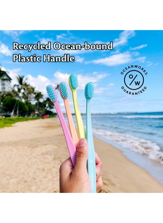 Cocofloss Cocofloss Cocobrush, Ultra-Soft Manual Toothbrush, Dentist-Designed, Gentle on Gums, Made from Recycled Plastic, Rainbow Set, Multipack of 4  - Image 3