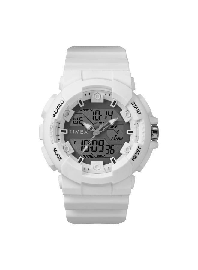 TIMEX TW5M22400 DGTL LIFESTYLE  STYLISH WHITE RESIN MEN'S WATCH WITH DIGITAL DIAL - Image 1