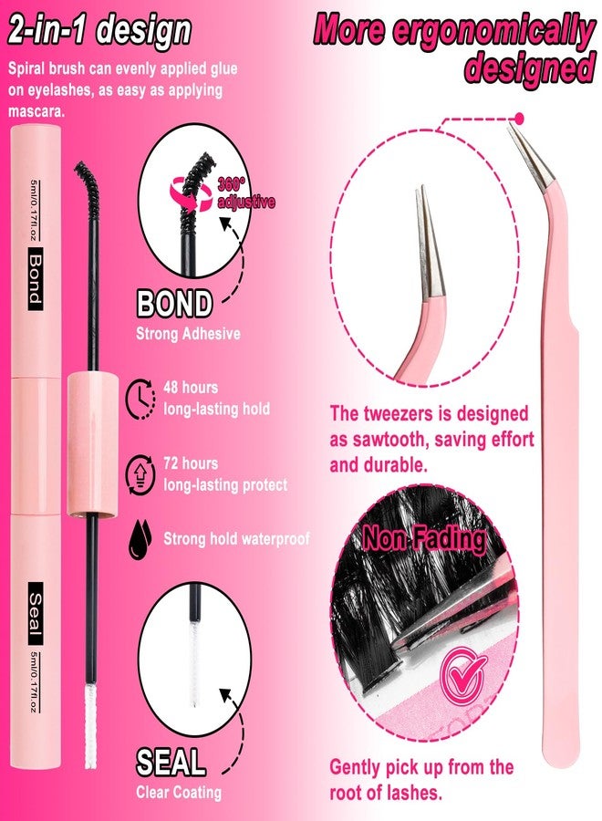 MilyBest Lash Clusters Kit 60D 80D Fluff Cluster Eyelash Extensions 10-18mm Individual Lashes Clusters D Curl Lash Extension Kit, Waterproof Thick Volume Eyelash Clusters with Bond & Seal, Tweezers - Image 4