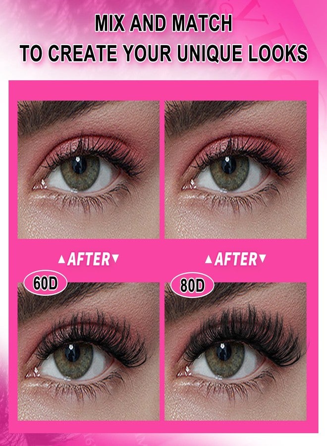 MilyBest Lash Clusters Kit 60D 80D Fluff Cluster Eyelash Extensions 10-18mm Individual Lashes Clusters D Curl Lash Extension Kit, Waterproof Thick Volume Eyelash Clusters with Bond & Seal, Tweezers - Image 5