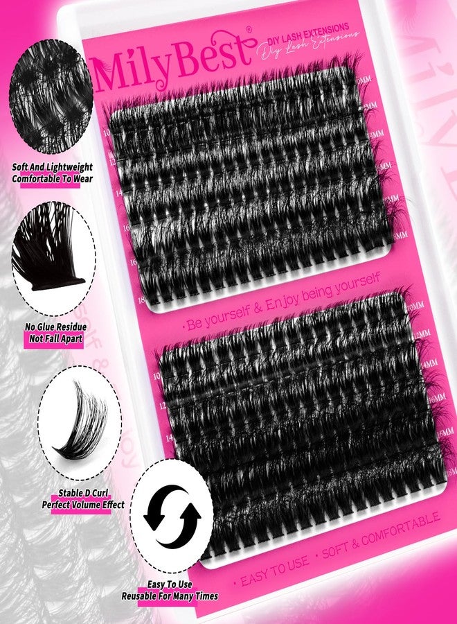 MilyBest Lash Clusters Kit 60D 80D Fluff Cluster Eyelash Extensions 10-18mm Individual Lashes Clusters D Curl Lash Extension Kit, Waterproof Thick Volume Eyelash Clusters with Bond & Seal, Tweezers - Image 2