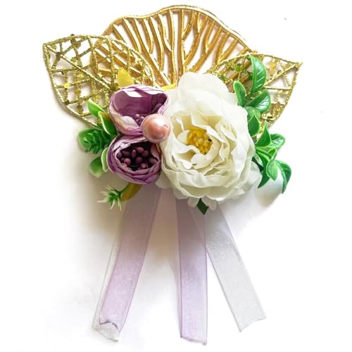 ADIKALA™ Handmade Artificial Mix Peonies Flower with Ginkgo Leave Bunch for Trousseau Packing, Ready to use Flower Brooch Hamper for Decoration, Gift Wrapping Flowers (6, White) - Image 4