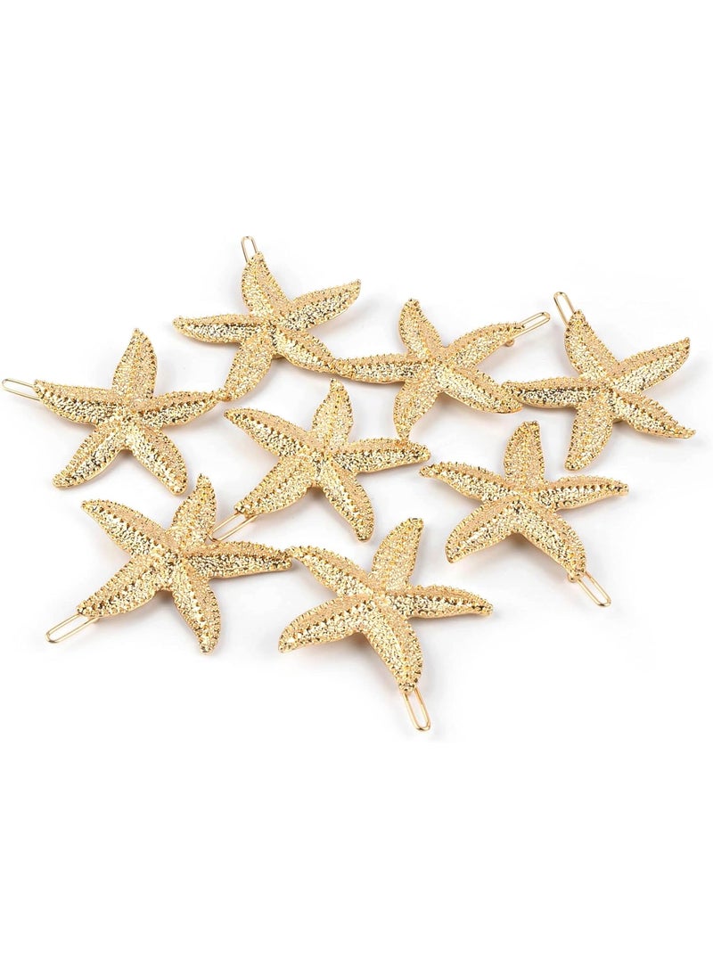 Framendino Framendino 8 Pack Starfish Hair Clips Sea Star Hairpin Mermaid Accessories for Women Gold 