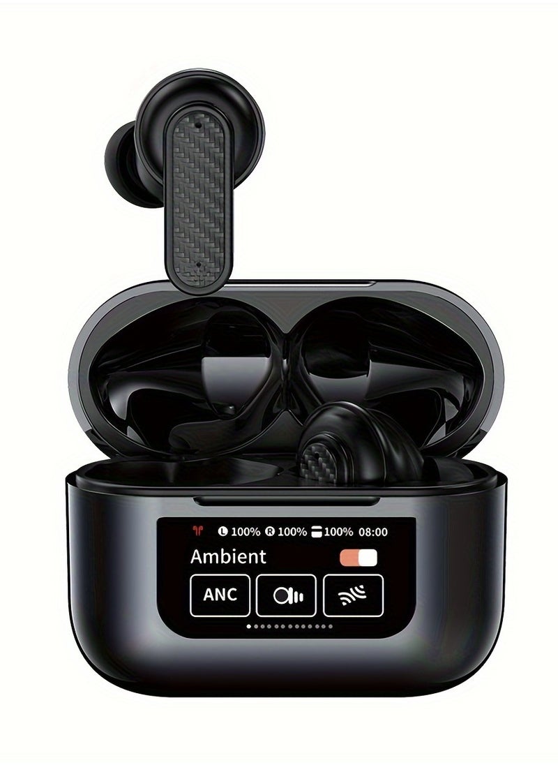 YW08 BT Wireless Earphones Smart LCD Touch Screen Headphones Sports Earbuds ANC Built-in Microphone Waterproof Gaming V8  - Image 1