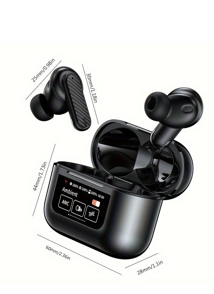 YW08 BT Wireless Earphones Smart LCD Touch Screen Headphones Sports Earbuds ANC Built-in Microphone Waterproof Gaming V8  - Image 2