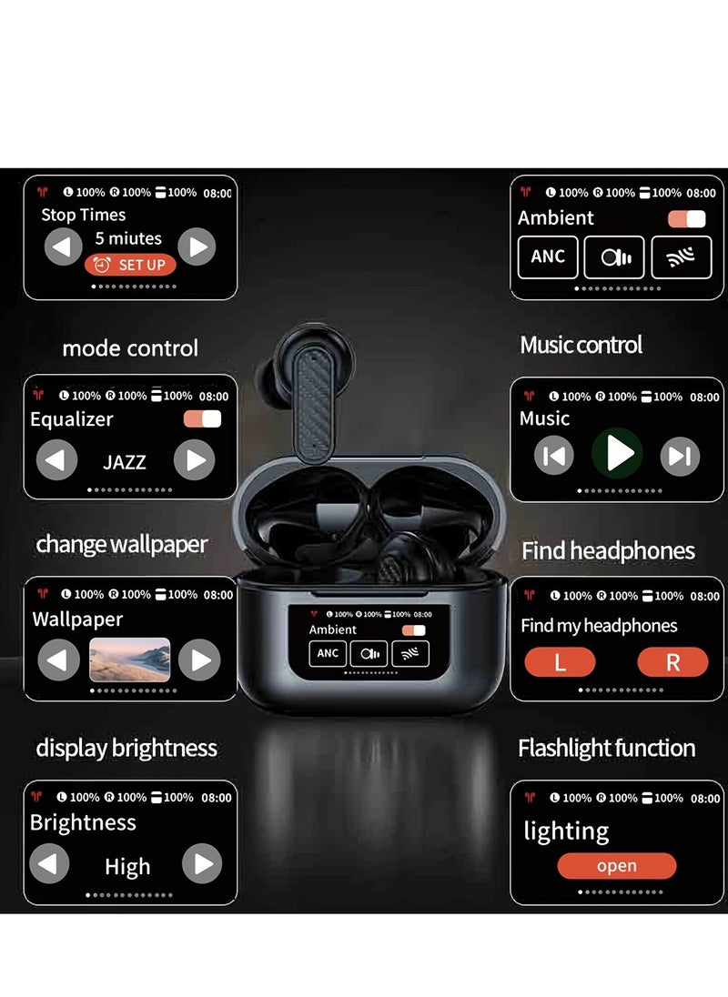 YW08 BT Wireless Earphones Smart LCD Touch Screen Headphones Sports Earbuds ANC Built-in Microphone Waterproof Gaming V8  - Image 3