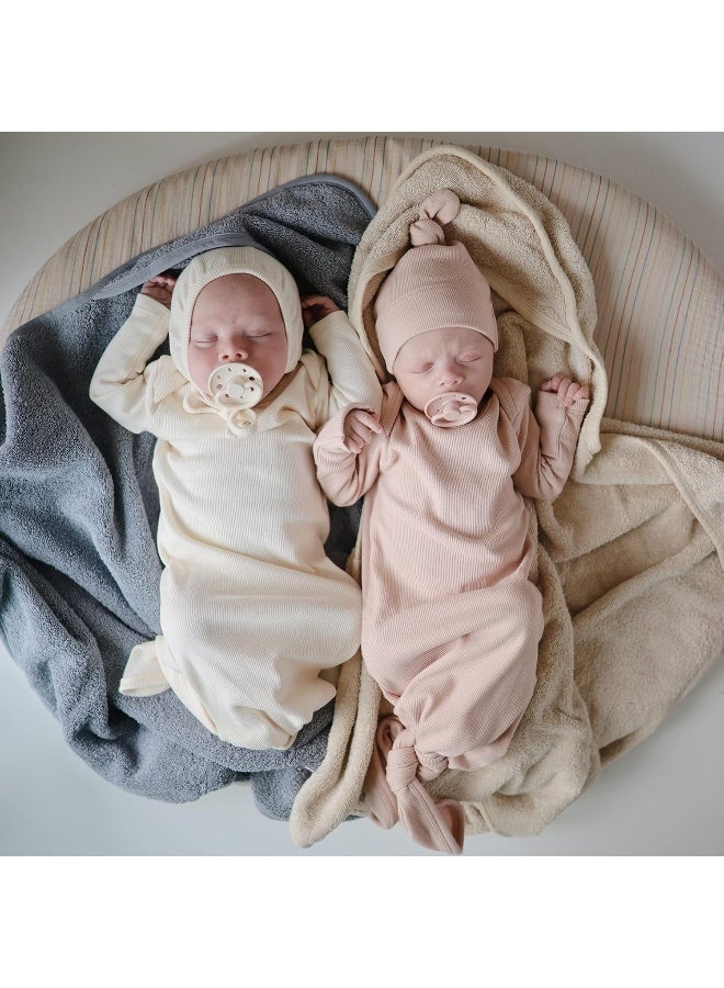 mushie Baby Hooded Towel | Organic Cotton (Fog) - Image 4