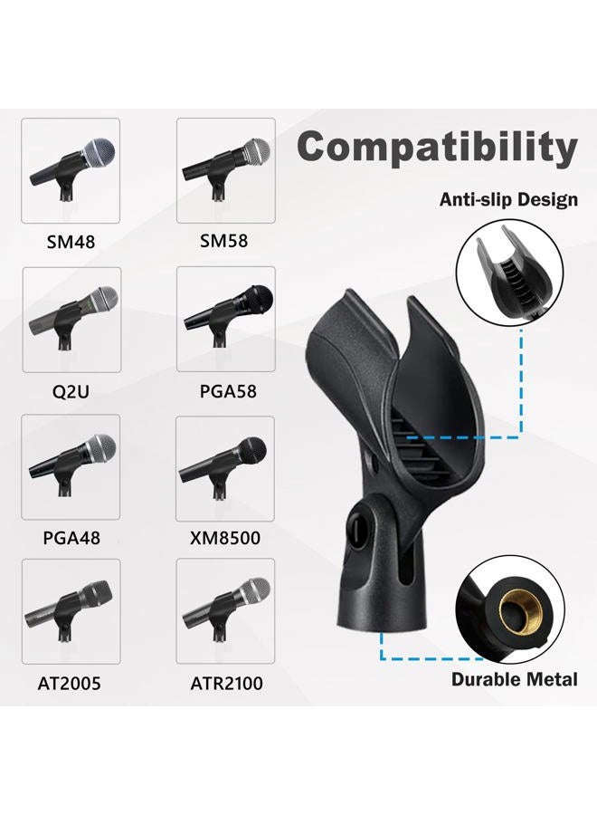Mictop Universal Microphone Clip Holder with 5/8" Male to 3/8" Female Screw Adapter Suitable for Handheld Microphones, 4 Pack - Image 2