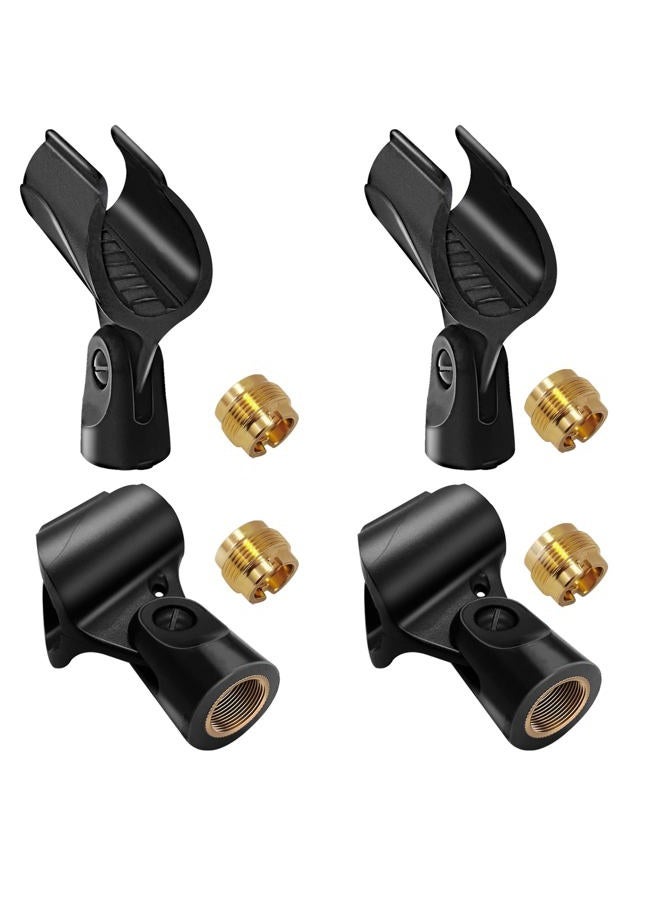 Mictop Universal Microphone Clip Holder with 5/8" Male to 3/8" Female Screw Adapter Suitable for Handheld Microphones, 4 Pack - Image 1