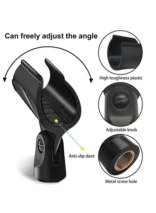 Mictop Universal Microphone Clip Holder with 5/8" Male to 3/8" Female Screw Adapter Suitable for Handheld Microphones, 4 Pack - Image 3