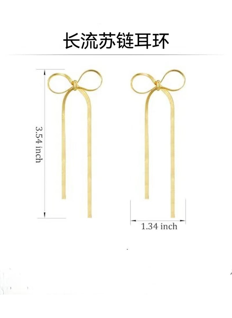 Generic - 14K Gold Plated Tassel Butterfly Earrings S925 Silver Stud Set for Women[Send on the same day] silver-plated long tassel butterfly earrings S925 [urgent delivery, card card [Send on the same day] silver-plated long tassel butterfly earrings S925 [urgent delivery, card card - Image 1