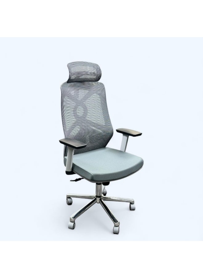 Ergonomic Executive Office Chair Office Chair Computer Chairs Home Office Chair Wide Seat With Large Headrest Modern Desk Chair Lumbar Support Mesh Chair Maf-2259 Gry