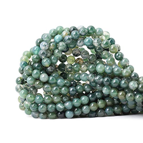 CHEAVIAN 60PCS 6mm Natural Moss Agate Gemstone Round Loose Beads for Jewelry Making DIY 1 Strand 15" - Image 1