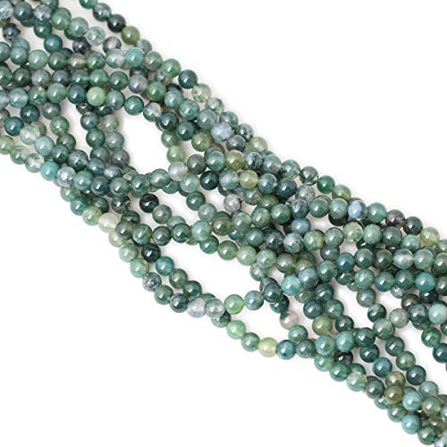 CHEAVIAN 60PCS 6mm Natural Moss Agate Gemstone Round Loose Beads for Jewelry Making DIY 1 Strand 15" - Image 4