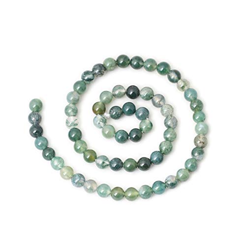 CHEAVIAN 60PCS 6mm Natural Moss Agate Gemstone Round Loose Beads for Jewelry Making DIY 1 Strand 15" - Image 2
