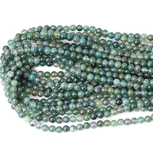 CHEAVIAN 60PCS 6mm Natural Moss Agate Gemstone Round Loose Beads for Jewelry Making DIY 1 Strand 15" - Image 3